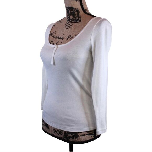 Ralph Lauren Black Label Scoop Neck Long Sleeve Top in White Size Large - Picture 6 of 8